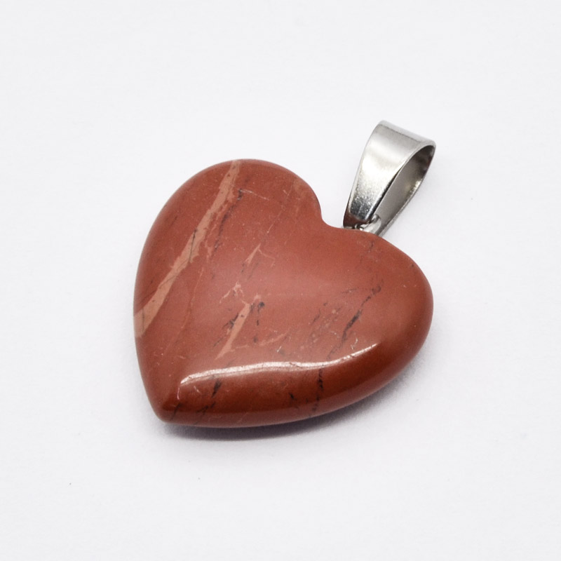 Підвіска Серце, Натур. камінь Яшма червона, 20х20 мм (POD-054324)