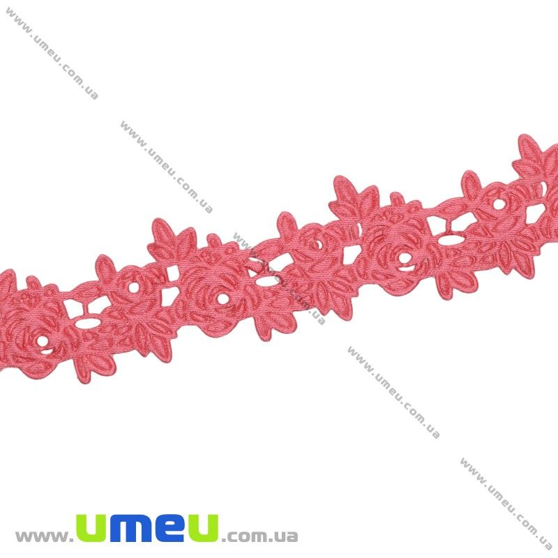 Тасьма тиснена Трояндочки, 20 мм, Коралове (LEN-025663)