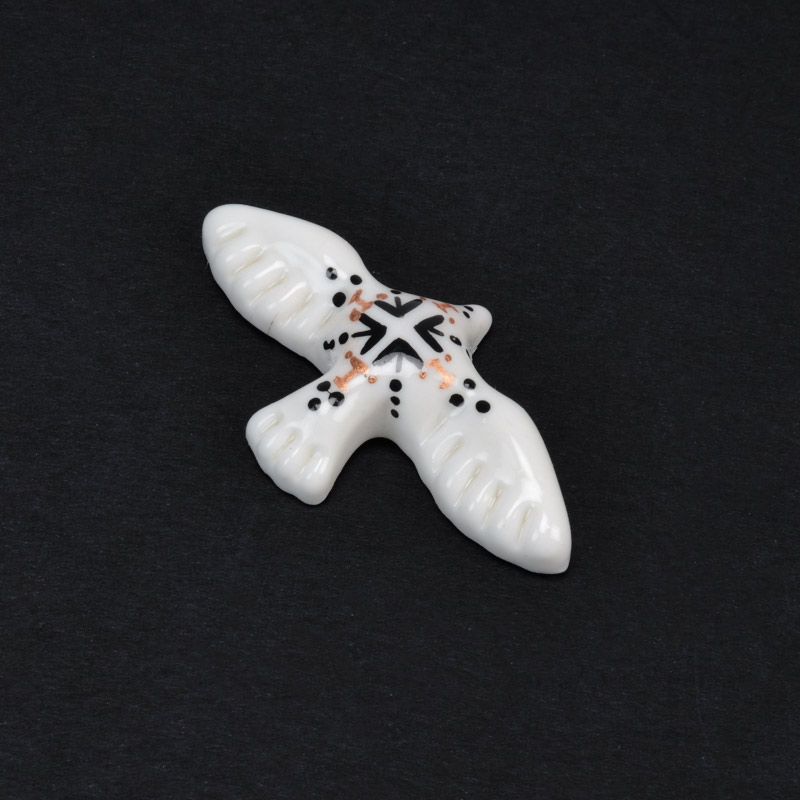 Подвеска-бусина Горлица из полимерной глины, 39х21 мм, С рисунком (POD-059386)