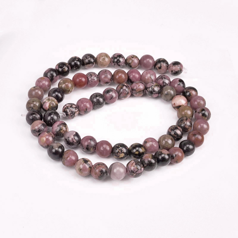 Намистини Родоніт, Натур. камінь, 6,5 мм, Круглі (BUS-051735)