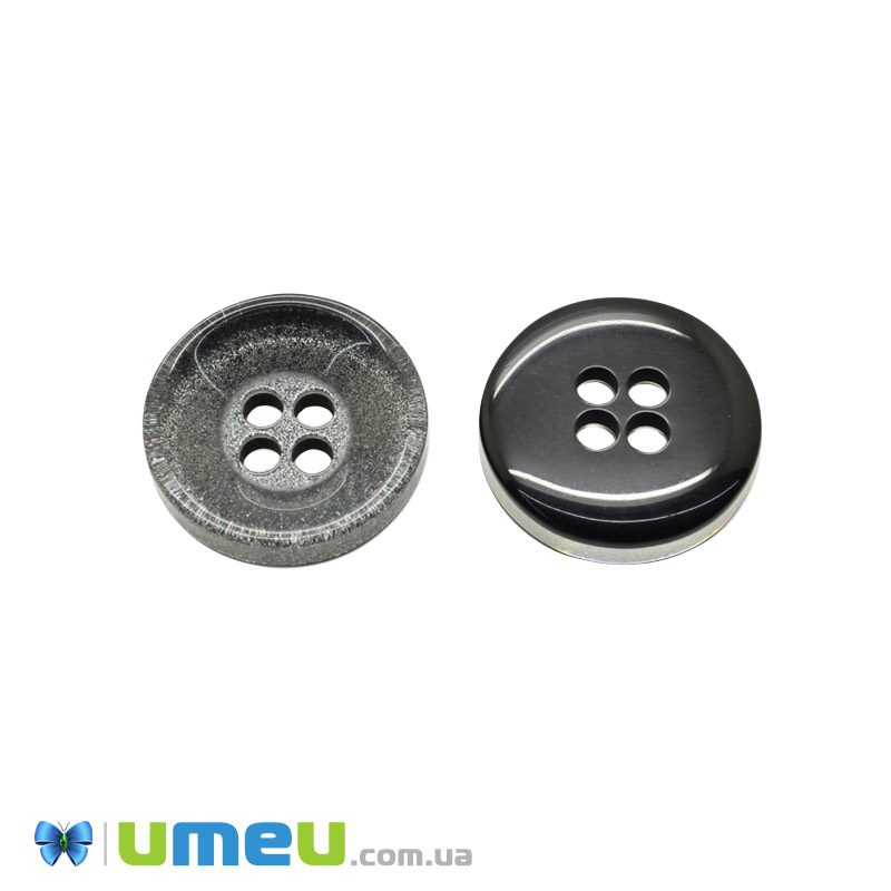 Гудзик пластиковий Круглий, 21 мм, Сіра (PUG-046508)