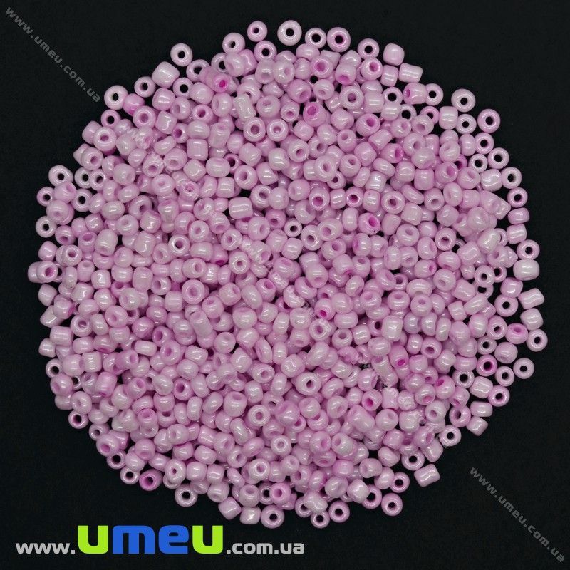 Бісер китайський середній, 8/0, Рожевий перламутровий, 3 мм (BIS-026168)