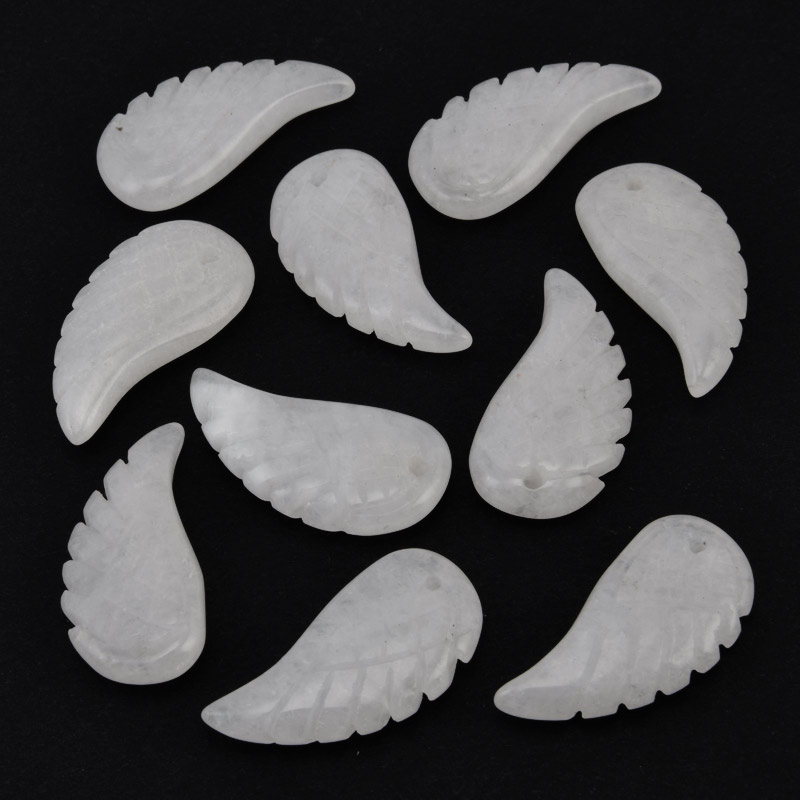 Підвіска Крило, Натур. камінь Нефрит білий, 25х13х6 мм (POD-058673)