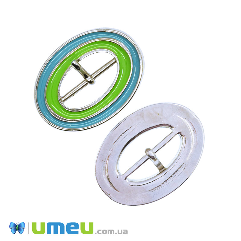 Пряжка металлическая овальная, 43х32 мм, Темное серебро (SEW-048041)