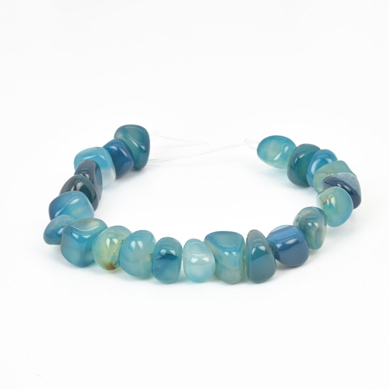 Бусины Агат синий, Натур. камень, 10-15 мм, 18 см (BUS-058147)