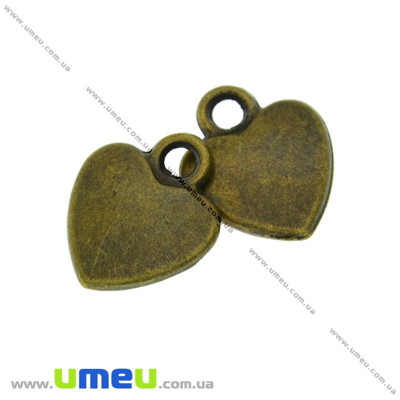 Підвіска метал. Сердечко, 12х10 мм, Антична бронза (POD-003359)