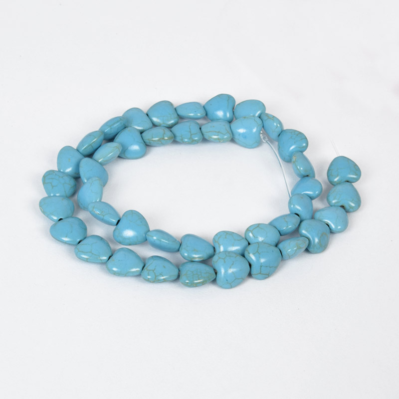 Намистини Бірюза пофарбована, Синт. камінь, 10х10х5 мм, Серце (BUS-057530)