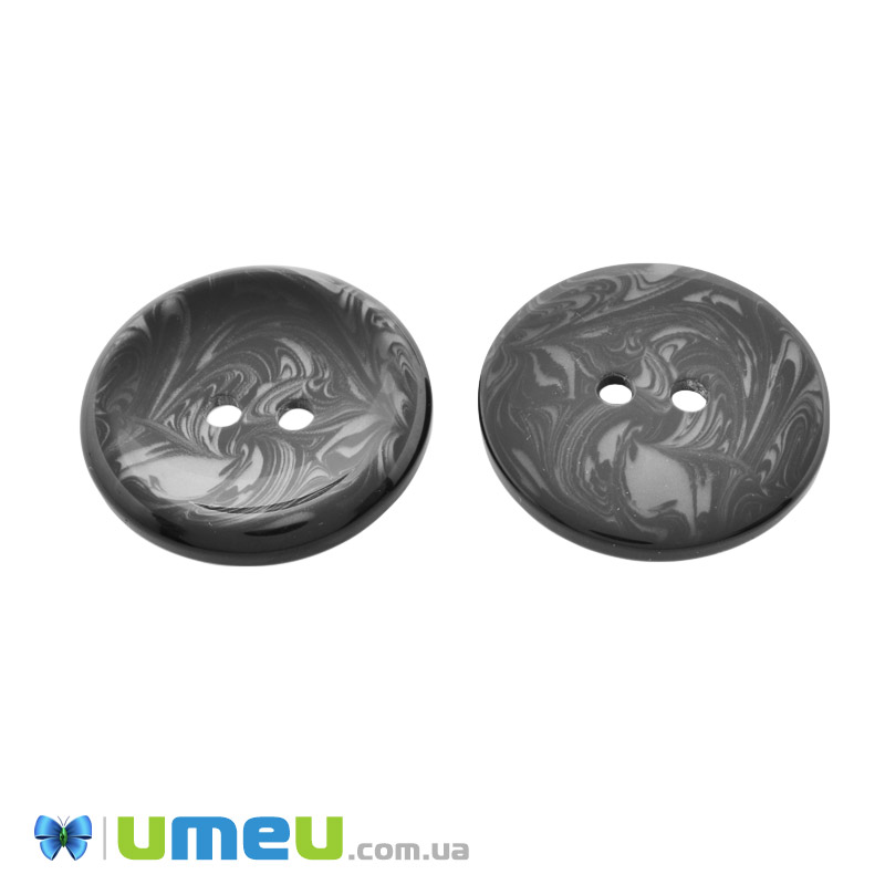 Пуговица пластиковая Круглая, 30 мм, Черная (PUG-046476)