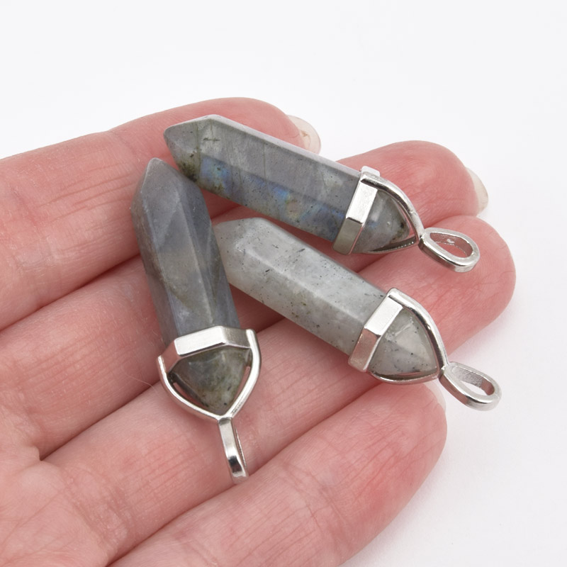 Підвіска Кристал, Натур. камінь Лабрадорит, 39х8 мм (POD-058620)