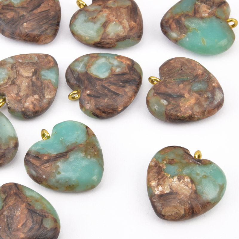 Підвіска Серце, Синт. камінь Яшма імператорська, 20х20 мм (POD-058553)