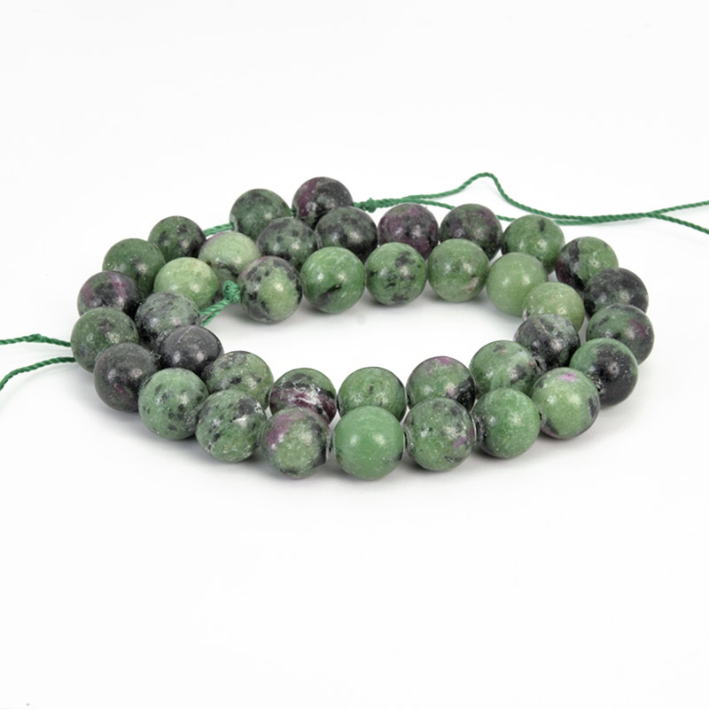 Намистини Рубін у цоїзиті, Натур. камінь,10 мм, Круглі (BUS-058025)