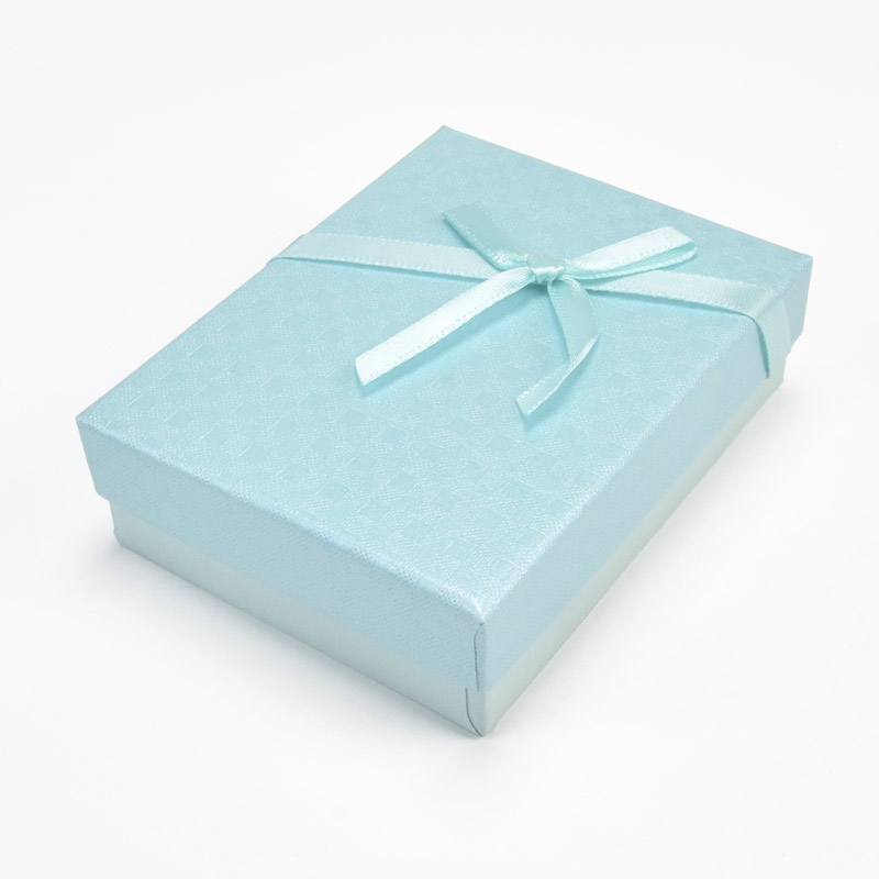 Подарункова коробочка Прямокутна з бантиком, 9х7х2,5 см, Блакитна (UPK-056835)