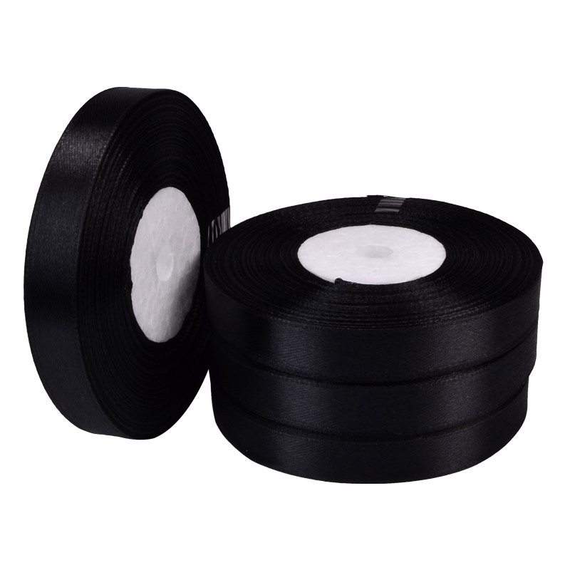 Атласна стрічка, 10 мм, Чорна (LEN-060308)