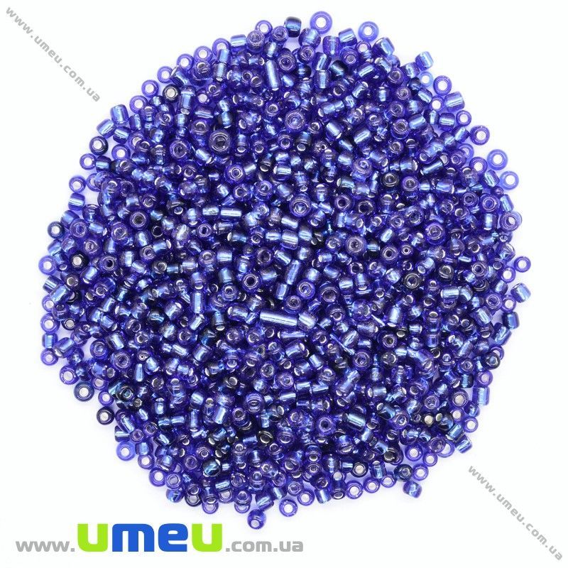 Бісер китайський середній, 8/0, Синій блискучий, 3 мм (BIS-026155)
