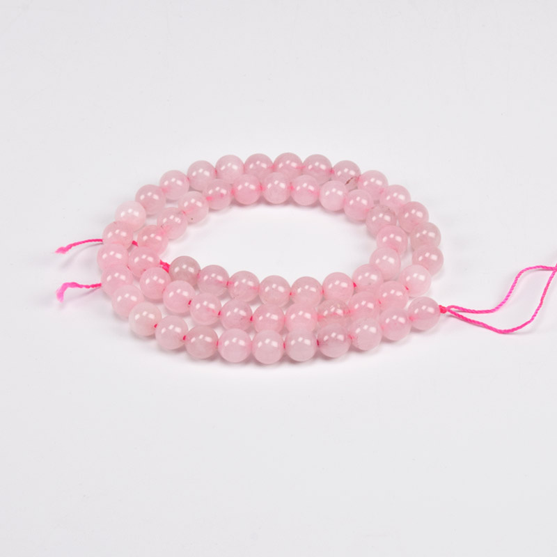 Намистини Кварц рожевий, Натур. камінь, 7 мм, Круглі, 37 см (BUS-060928)