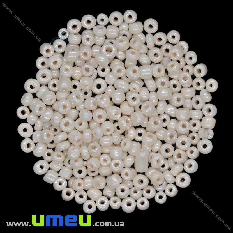 Бисер китайский крупный, 6/0, Кремовый перламутровый, 4 мм (BIS-015633)