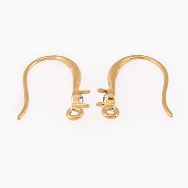 Швензи із нерж. сталі зі стразами, 17х11 мм, Золото (STL-055915)