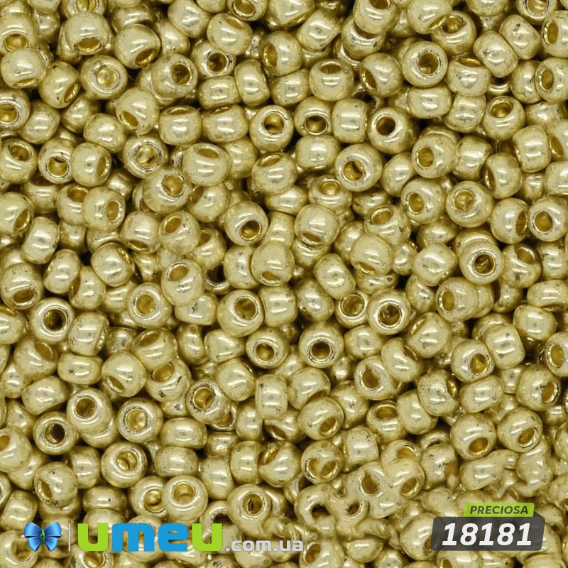 Бісер чеський №910/18181, Золото, Металізований, 10/0 (BIS-024258)
