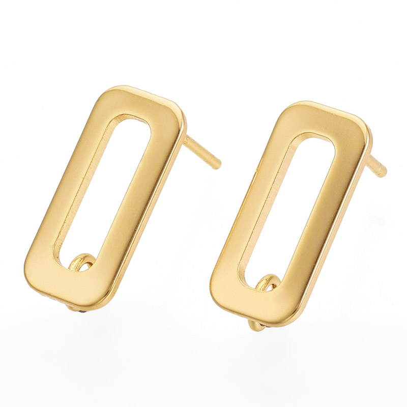 Пусеты Прямоугольники, Латунь с позолотой 18 kt, 15,5х7 мм (OSN-056108)