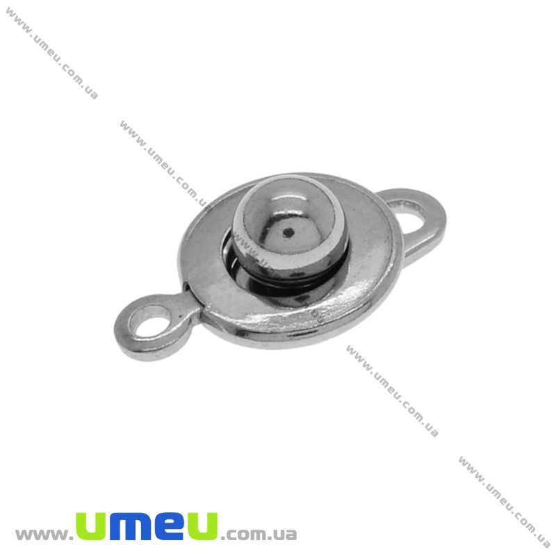 Замок-кнопка з нержавіючої сталі, 15х9 мм, Темне срібло (STL-028374)