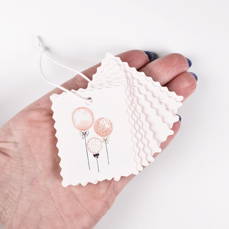 Бирки для подарков с принтом, 50х40 мм, Белые (UPK-056274)