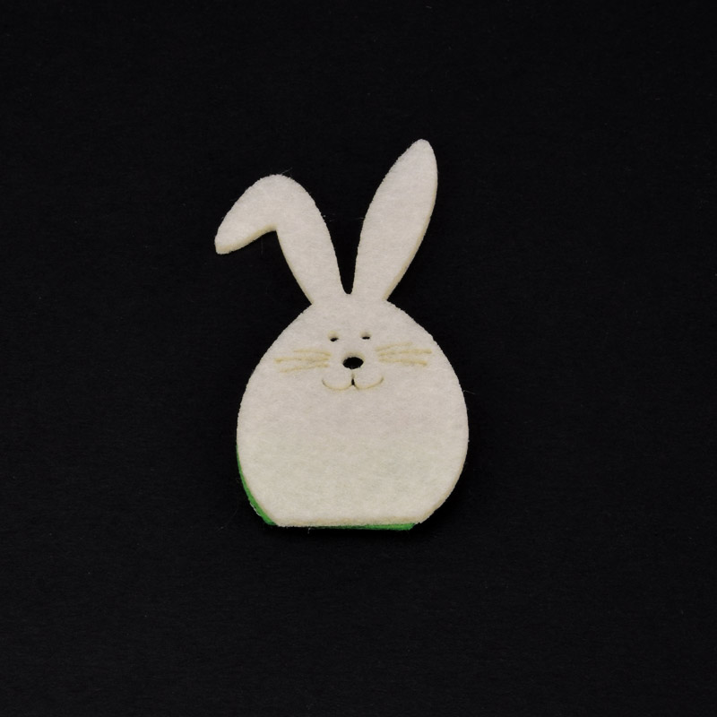 Декоративное изделие из фетра Кролик с бантиком, 7х4 см, Зеленый (FLT-057284)