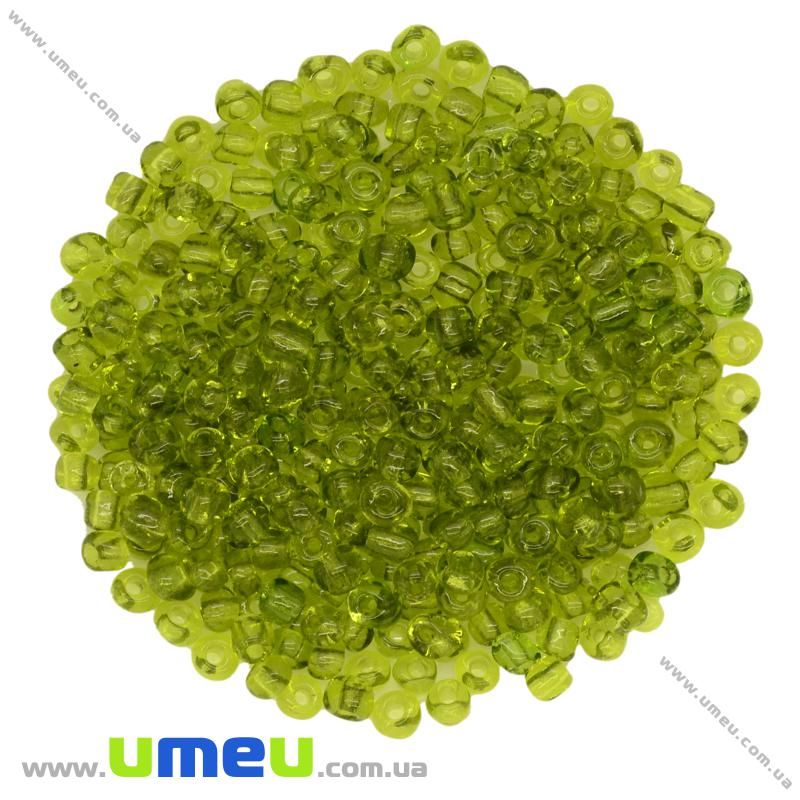 Бисер китайский крупный, 6/0, Салатовый прозрачный, 4 мм (BIS-009027)