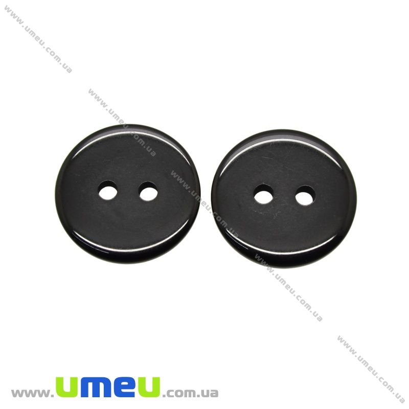 Гудзик пластиковий Круглий, 15 мм, Чорний (PUG-038579)