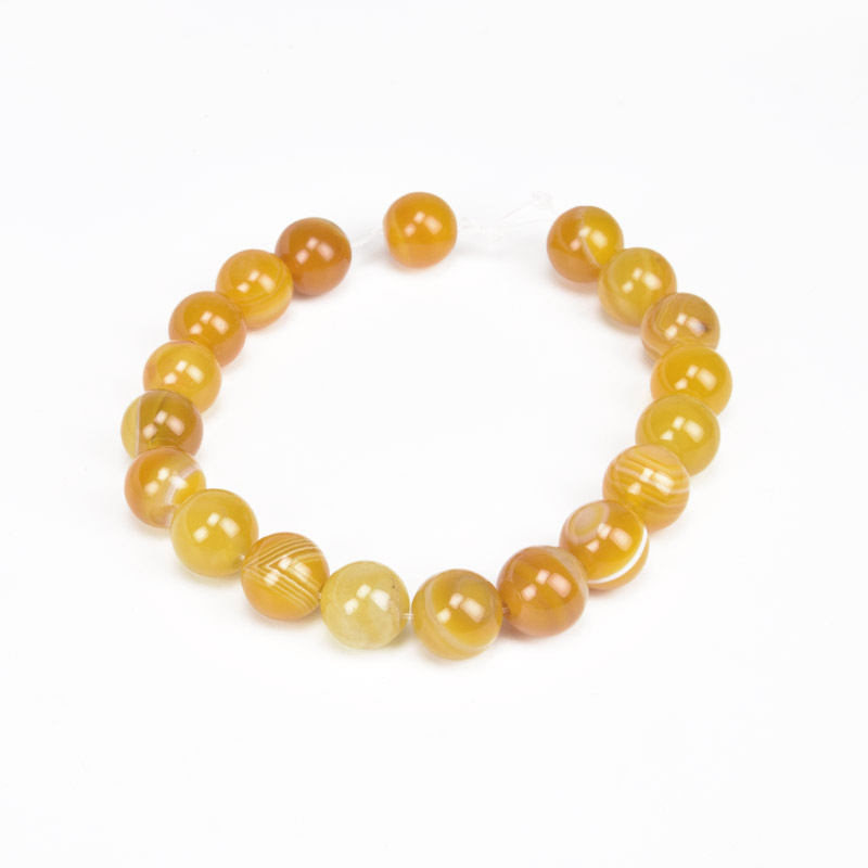 Намистини Агат жовтий, Натур. камінь, 10 мм, Круглі, 19 см (BUS-060718)