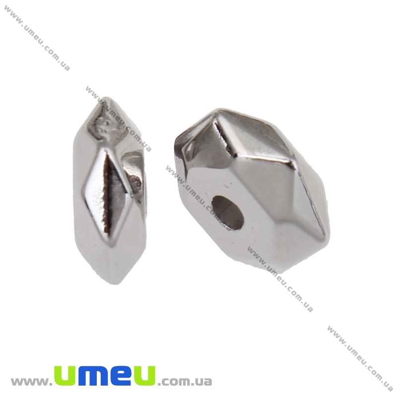 Бусина пластиковая Рондель, 6,5х3 мм, Серебристая (BUS-035845)