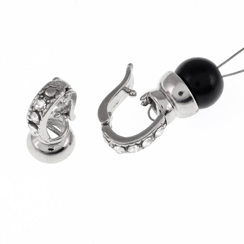 Застібка, 15х9 мм, Темне срібло, Стрази скляні (ZAM-055450)