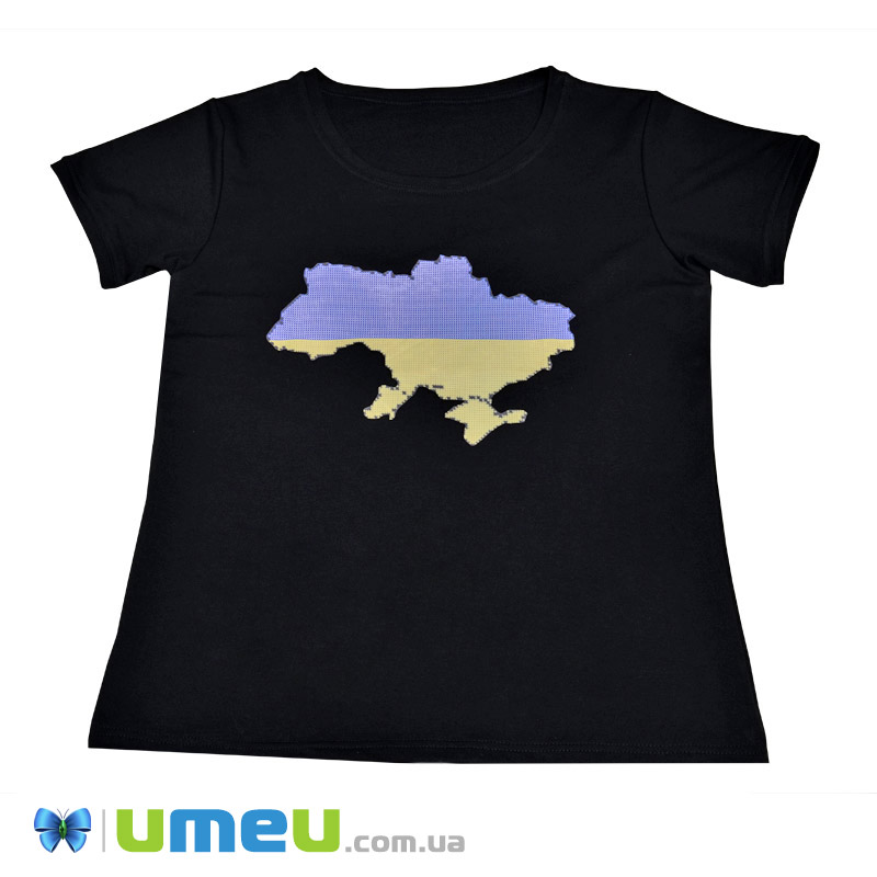 Футболка жіноча з принтом під вишивку ФЧ100, Розмір XXL, Чорна (UPK-044553)