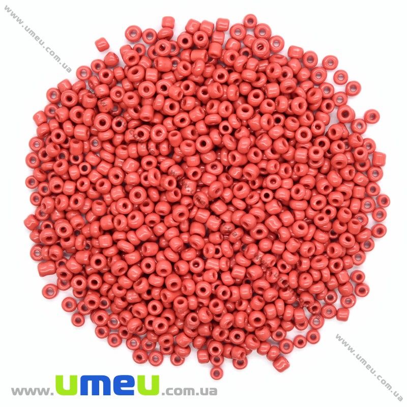 Бисер китайский средний, 8/0, Красный натуральный, 3 мм (BIS-026169)