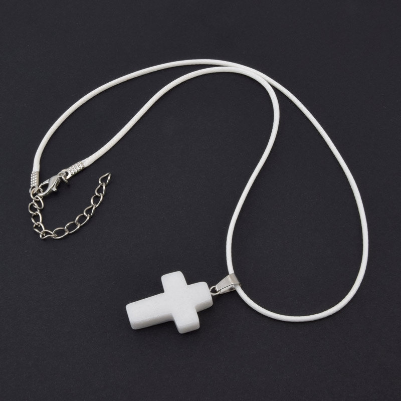 Підвіска на шнурку, Натур. камінь Нефрит білий (POD-058261)