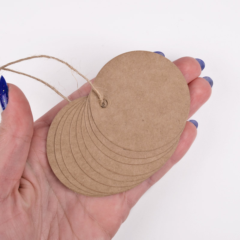 Бирки для подарков, Круглая, 50 мм, Крафт (UPK-056664)