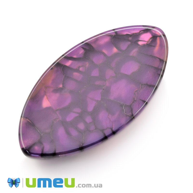 Кабошон нат. камінь Агат Бразильський малиновий, Човен, 39,5х20,1 мм (KAB-042786)