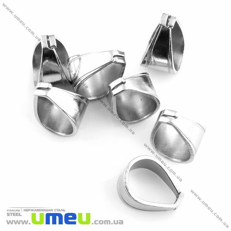 Тримач для кулона з нержавіючої сталі, 11х7 мм, Темне срібло (STL-032715)