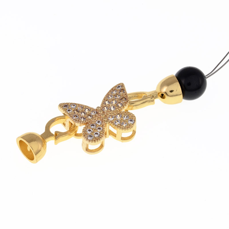 Застёжка, 39х13 мм, Латунь с покрытием 18 kt, Куб. цирконий (ZAM-055437)