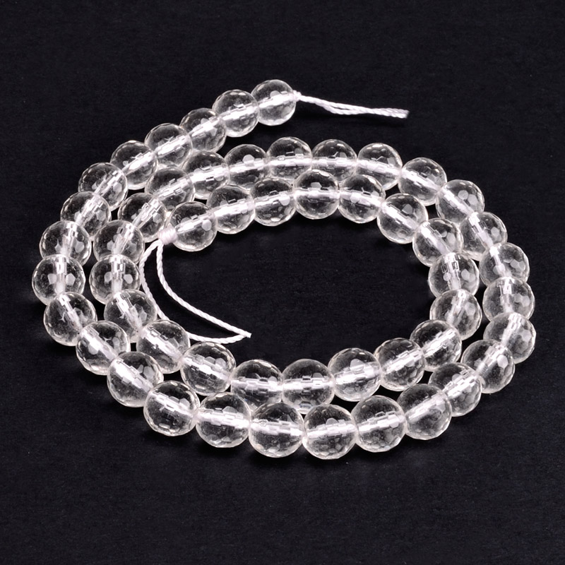 Намистини Кварц прозорий, Натур. камінь, 8 мм, Круглі грановані (BUS-051687)