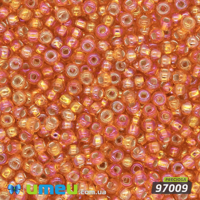 Бісер чеський №480/97009, Помаранчевий АВ, Блискучий, 10/0 (BIS-047746)