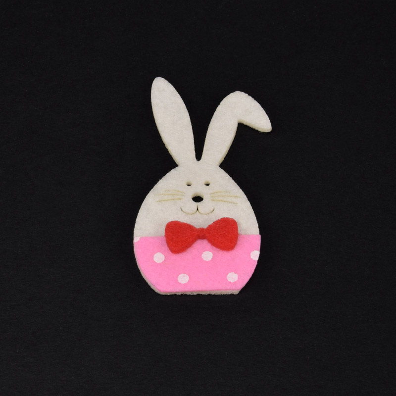 Декоративний виріб із фетру Кролик з бантиком, 7х4 см, Рожевий (FLT-057285)