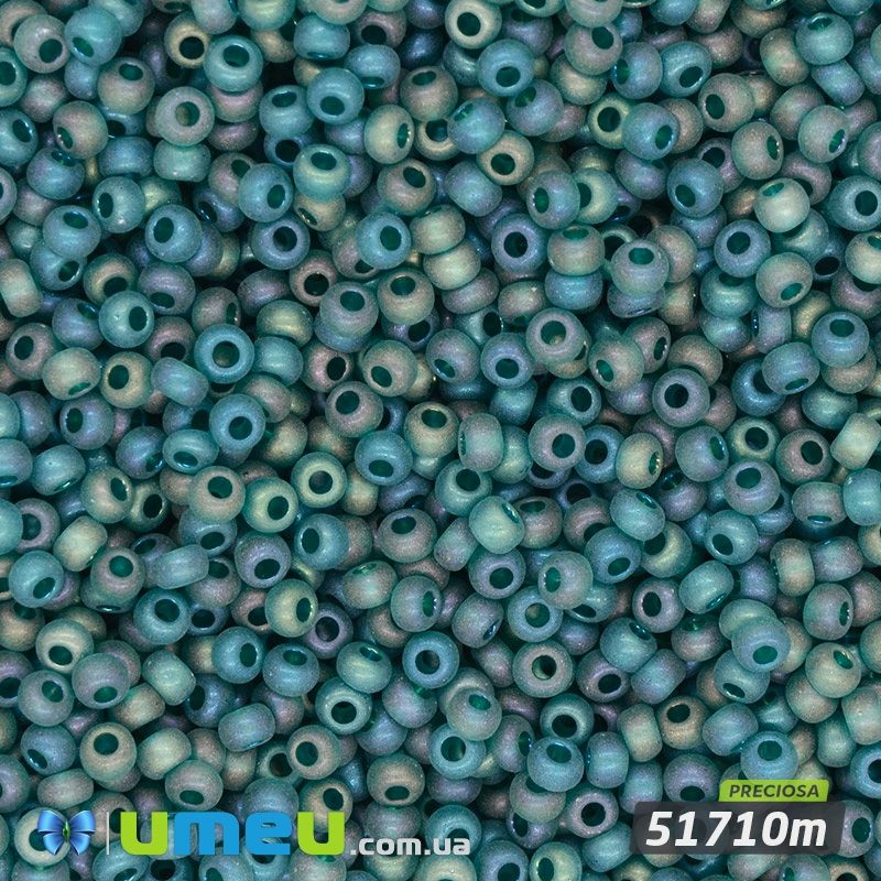 Бісер чеський №764m/51710m, Смарагдовий, Матовий райдужний, 10/0 (BIS-043880)