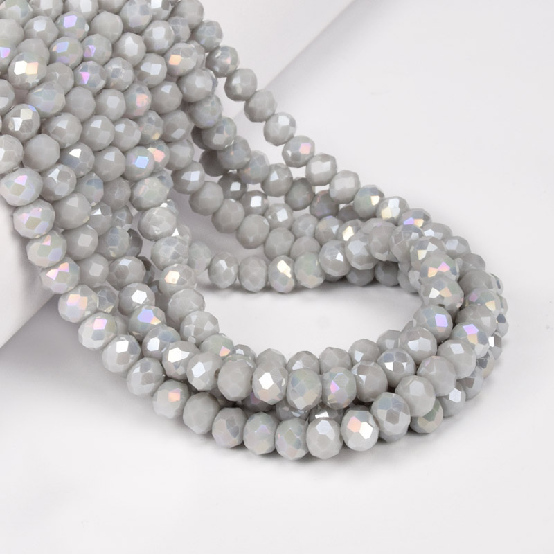 Намистини ронделі, 6х5 мм, Сірі АВ (BUS-057081)