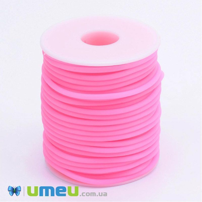 Шнур каучуковий порожнистий, 3 мм, Рожевий світлий (LEN-040191)