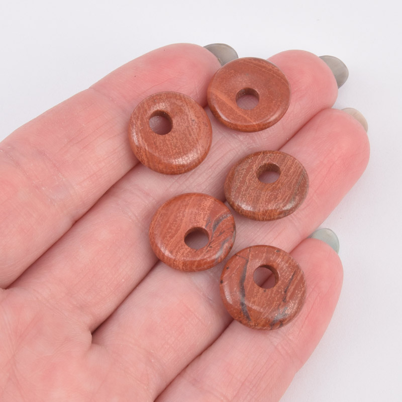 Підвіска Кругла, Натур. камінь Яшма червона, 14 мм (POD-057966)