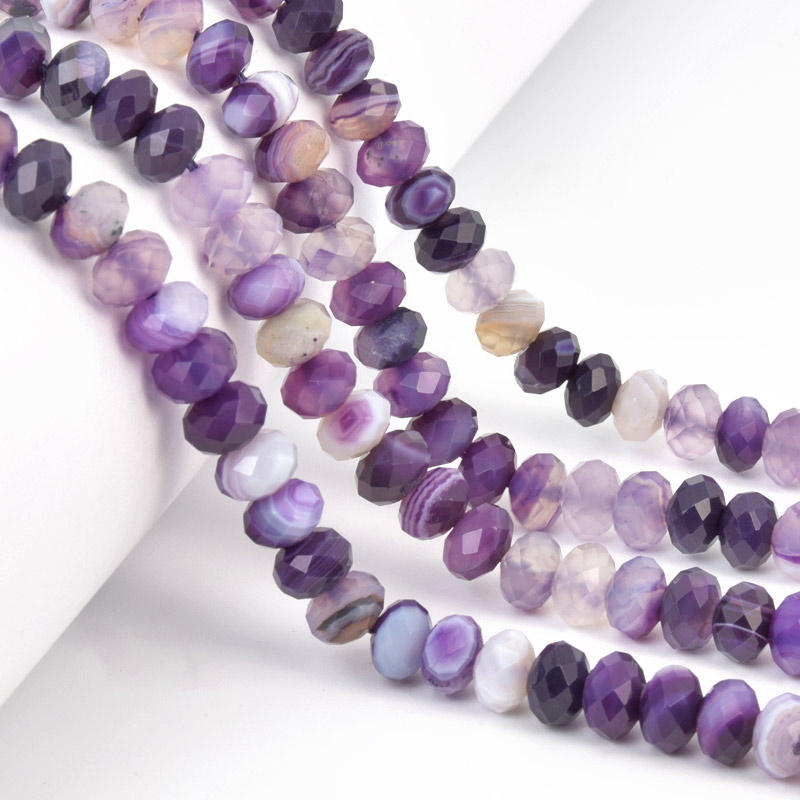 Намистини Агат фіолетовий, Натур. камінь, 8х5 мм, Ронделі (BUS-058170)