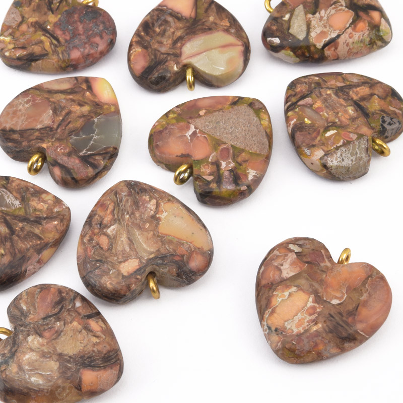 Подвеска Сердце, Синт. камень Яшма императорская, 20х20 мм (POD-058558)