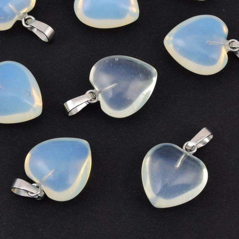 Підвіска Серце, Синт. камінь Опаліт, 18х15х10 мм (POD-057904)