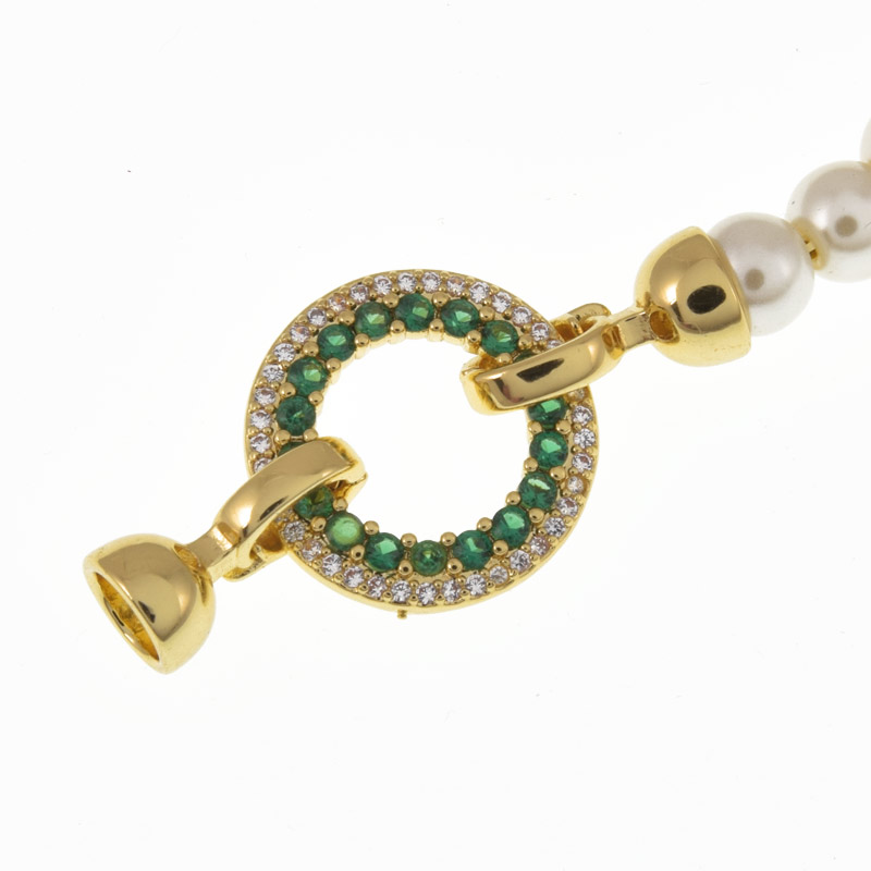 Застёжка, 36х18 мм, Латунь с покрытием 18 kt, Куб. цирконий (ZAM-060833)