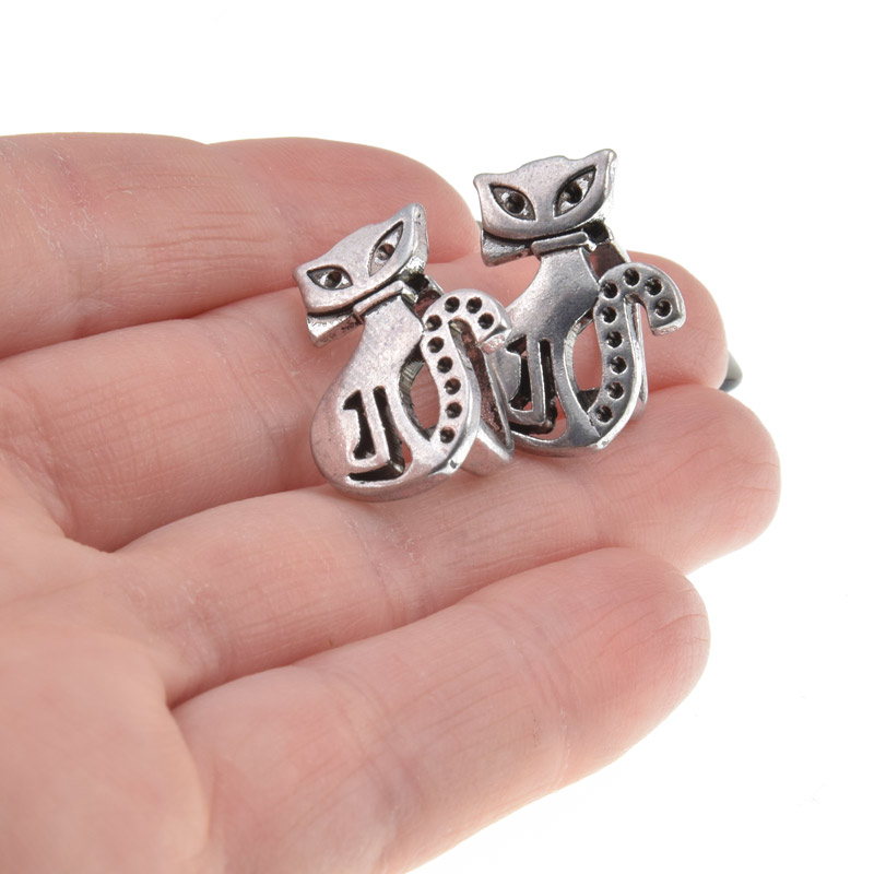 Бусины мет. Кот, 22х16 мм, Античное серебро (BUS-010287)